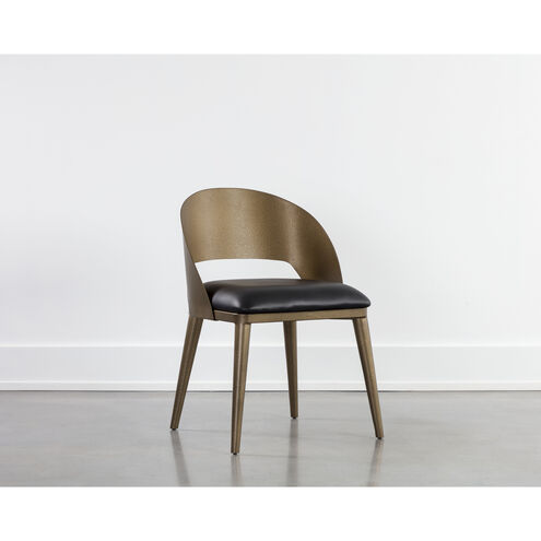 Dezirae Antique Brass / Charcoal Black Leather Dining Chair